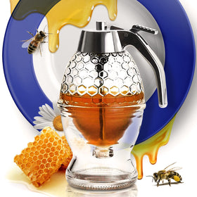 CLEVLI honey dispenser with no-drip bottom flow for tidy pouring.