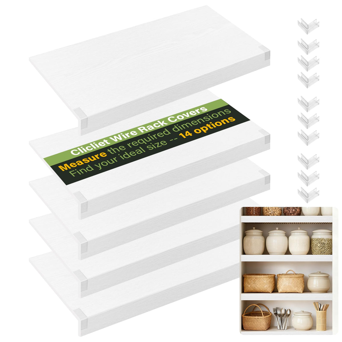 clicliet wire shelf covers 30x16 installed to tidy pantry and protect surfaces