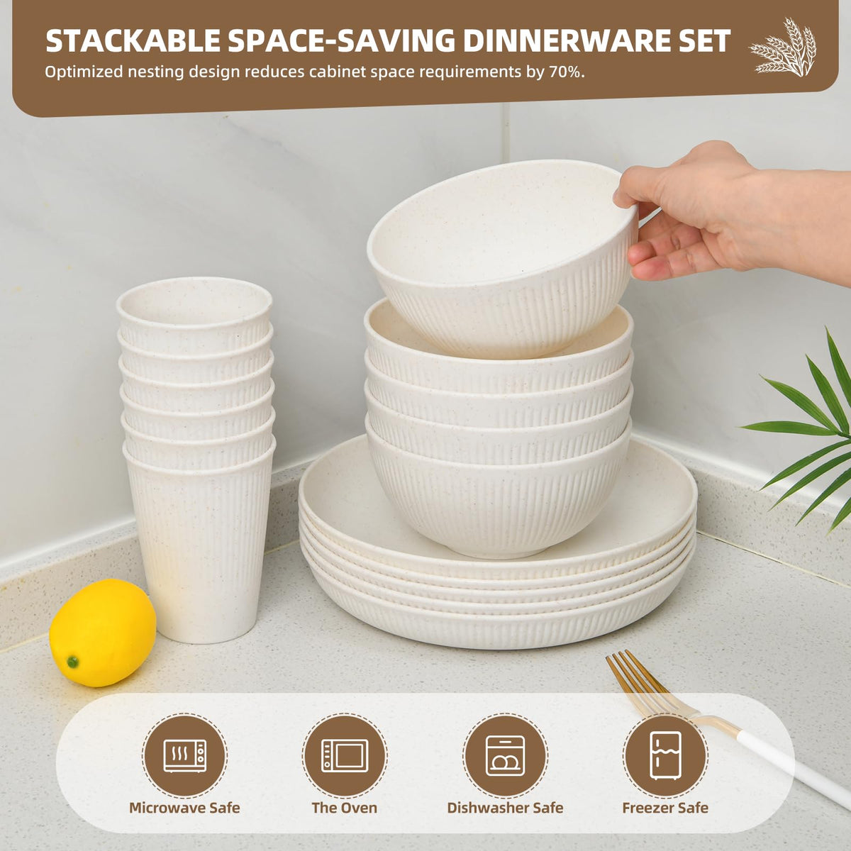 Beige minimalist table setting with CLIFF'S KITCHEN dinnerware