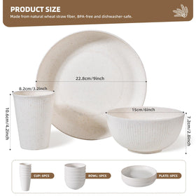 CLIFF'S KITCHEN wheat straw cups 6 ideal for travel meals