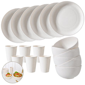CLIFF'S KITCHEN wheat straw dinnerware set 6 plates for durable everyday dining