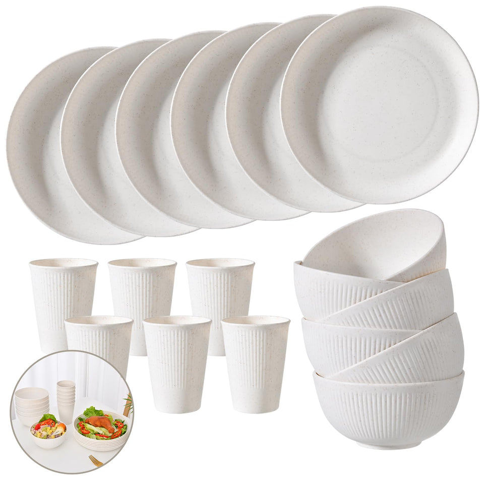 CLIFF'S KITCHEN wheat straw dinnerware set 6 plates for durable everyday dining