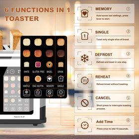 Clixane 4-slice toaster eight shade settings for browning precision.