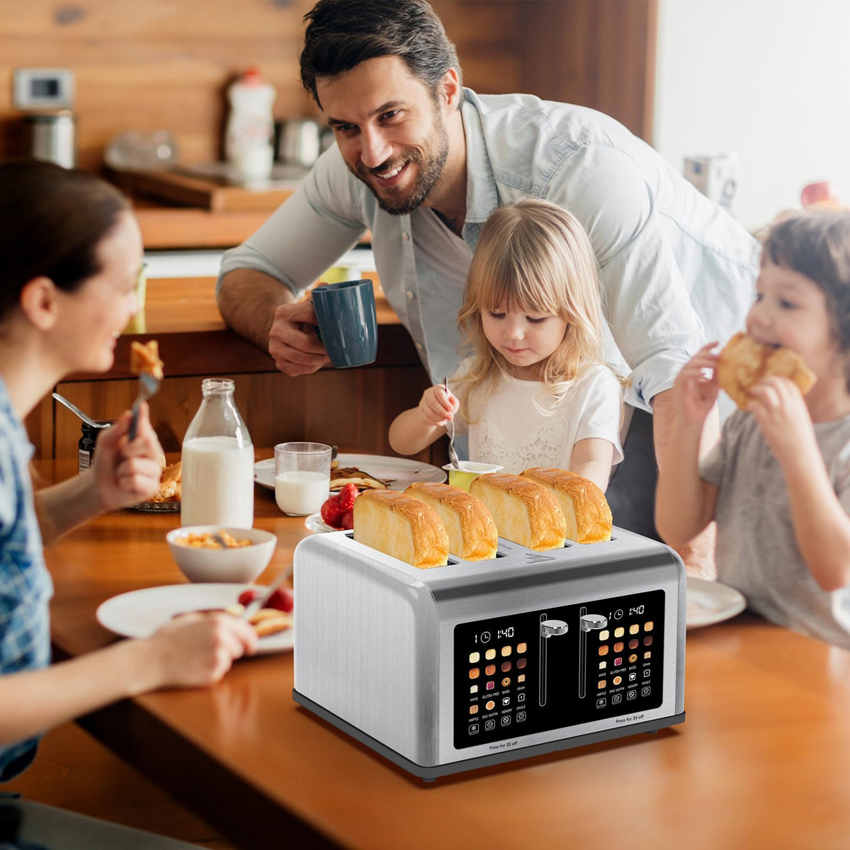 Clixane 4-Slice Toaster cancel and defrost presets for flexible mornings