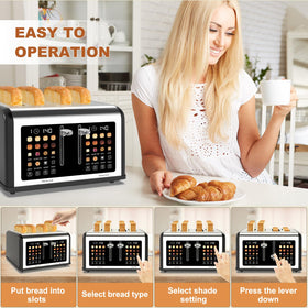 Clixane 4-slice toaster removable crumb trays for simple cleanup.