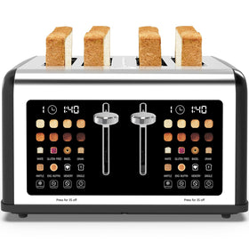 Clixane 4-slice toaster front view highlights modern stainless steel design for quick breakfasts.