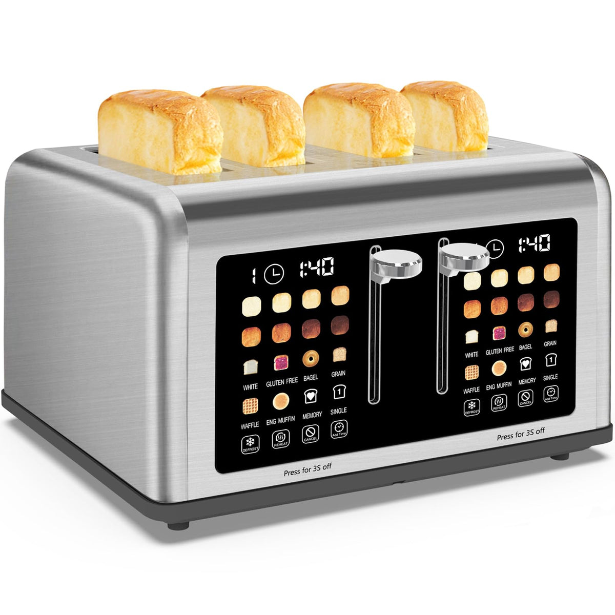 Clixane 4-Slice Toaster stainless steel finish complements modern kitchens
