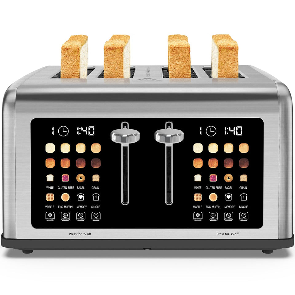 Clixane 4-Slice Toaster front view with touch screen for easy browning control