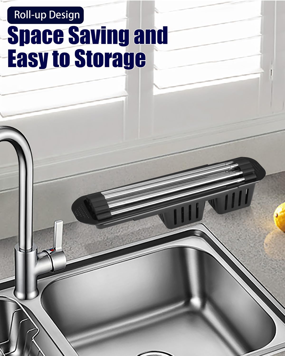 CLNGAI dish rack with extendable length shows utensil holder in action for organized drying.