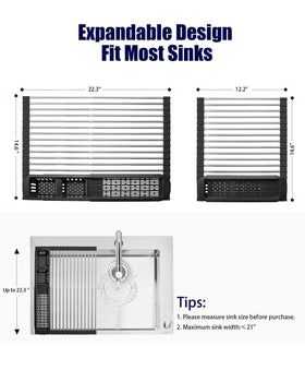 CLNGAI roll-out rack features removable utensil holder for flexible use as a drainer.