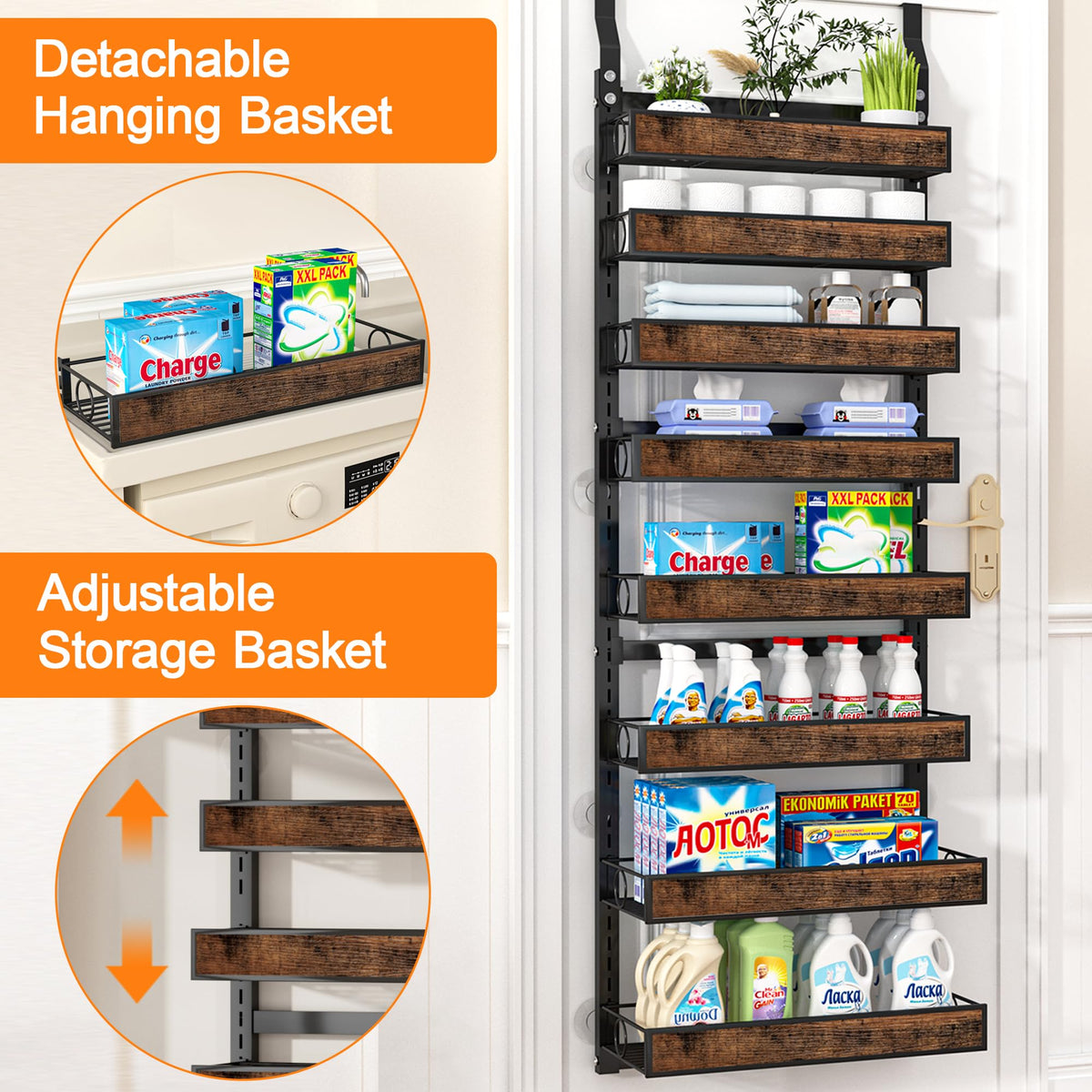 Clothink adjustable shelves pantry storage adapts to tall bottles and jars