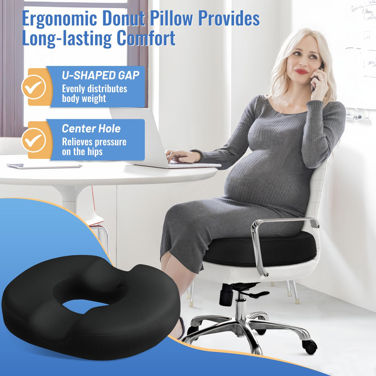 CloudBliss donut pillow close-up of breathable cover for cool seating