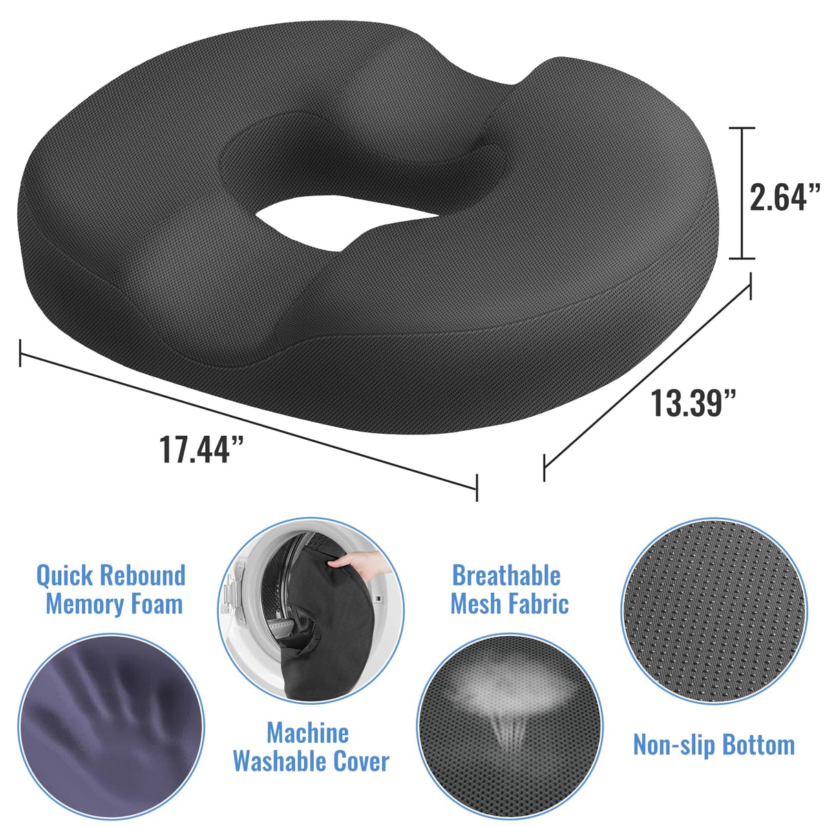 CloudBliss Donut Pillow center-hole design distributes weight for comfortable seating