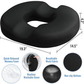 CloudBliss donut pillow showing ergonomic U-gap for even weight distribution