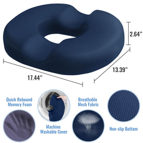CloudBliss Donut Pillow ergonomic U-gap illustrating pressure relief on hips.