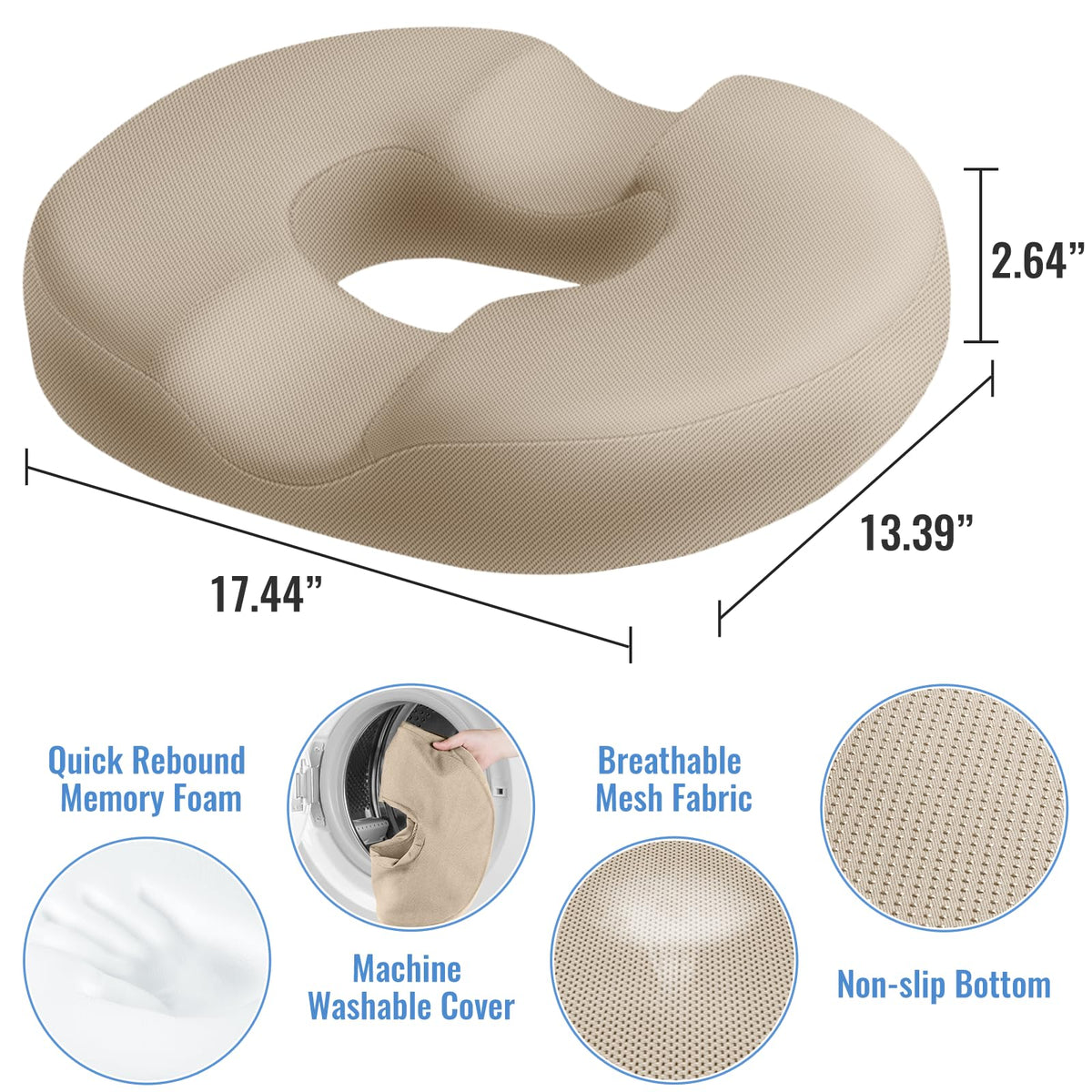 CloudBliss donut pillow in-use on an office chair demonstrates ergonomic support