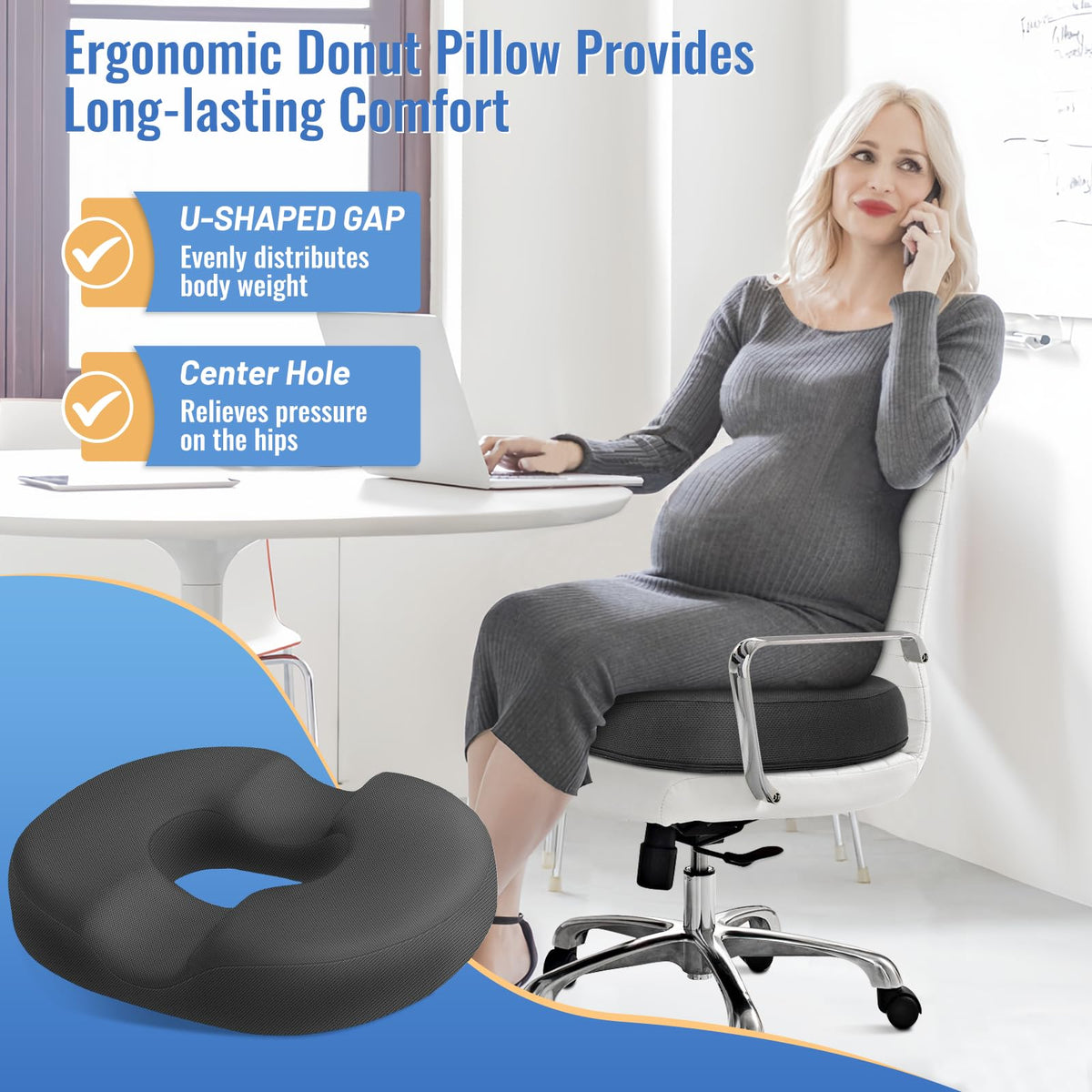 CloudBliss Donut Pillow portable-lightweight cushion for on-the-go comfort