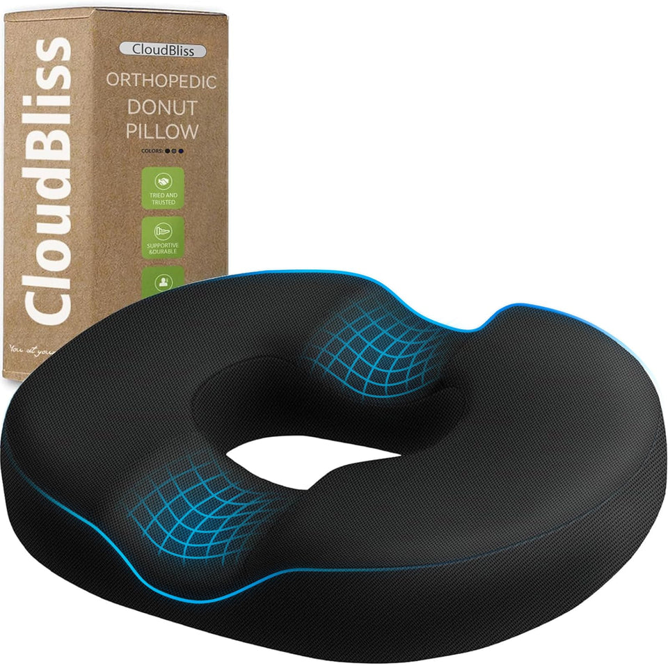 CloudBliss donut pillow seat cushion on an office chair for tailbone relief.