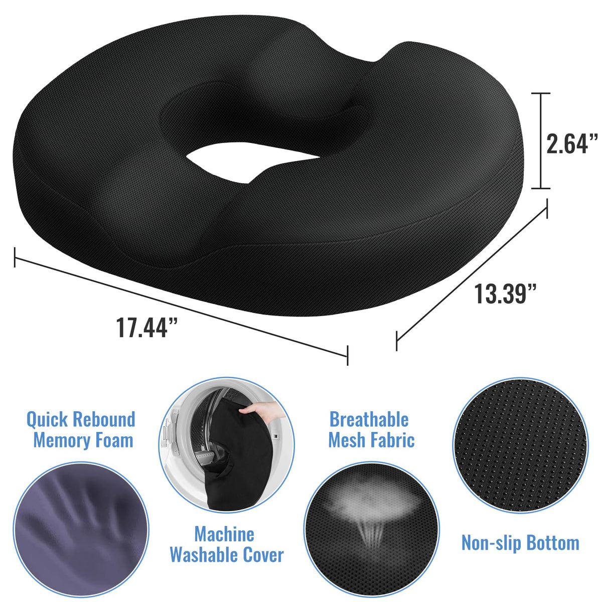 CloudBliss donut pillow side view highlights portability for travel and car use