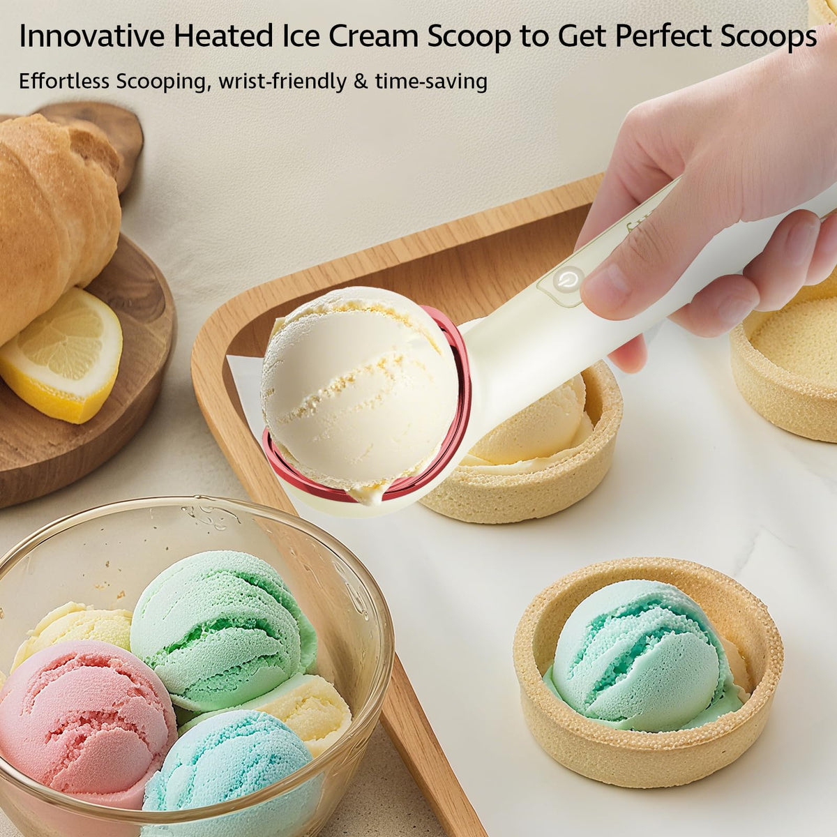 Cloukily gift-ready kitchen gadget for ice cream lovers.