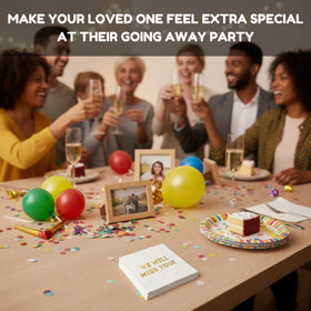 Cloverjoyed farewell party napkins, table setup, add sentiment to going-away gatherings.