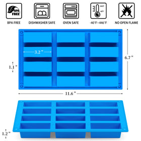 CLUEWR 12-cavity rectangle mold close-up ready for bar baking