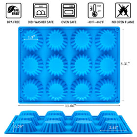CLUEWR 3-pack silicone molds blue side view enabling easy batch baking