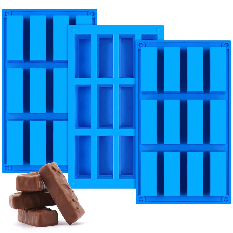 CLUEWR blue 3-pack 12-cavity granola bar mold for batch-making 36 bars
