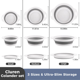 Cluren collapsible colander folded flat for compact kitchen storage.