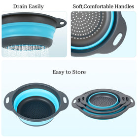 Cluren collapsible colander gray-blue adds modern touch to kitchen