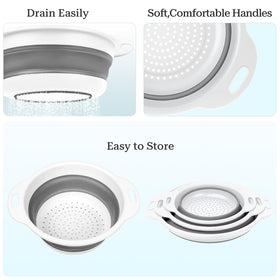 Cluren gray-white collapsible colander for sleek kitchen prep and space saving