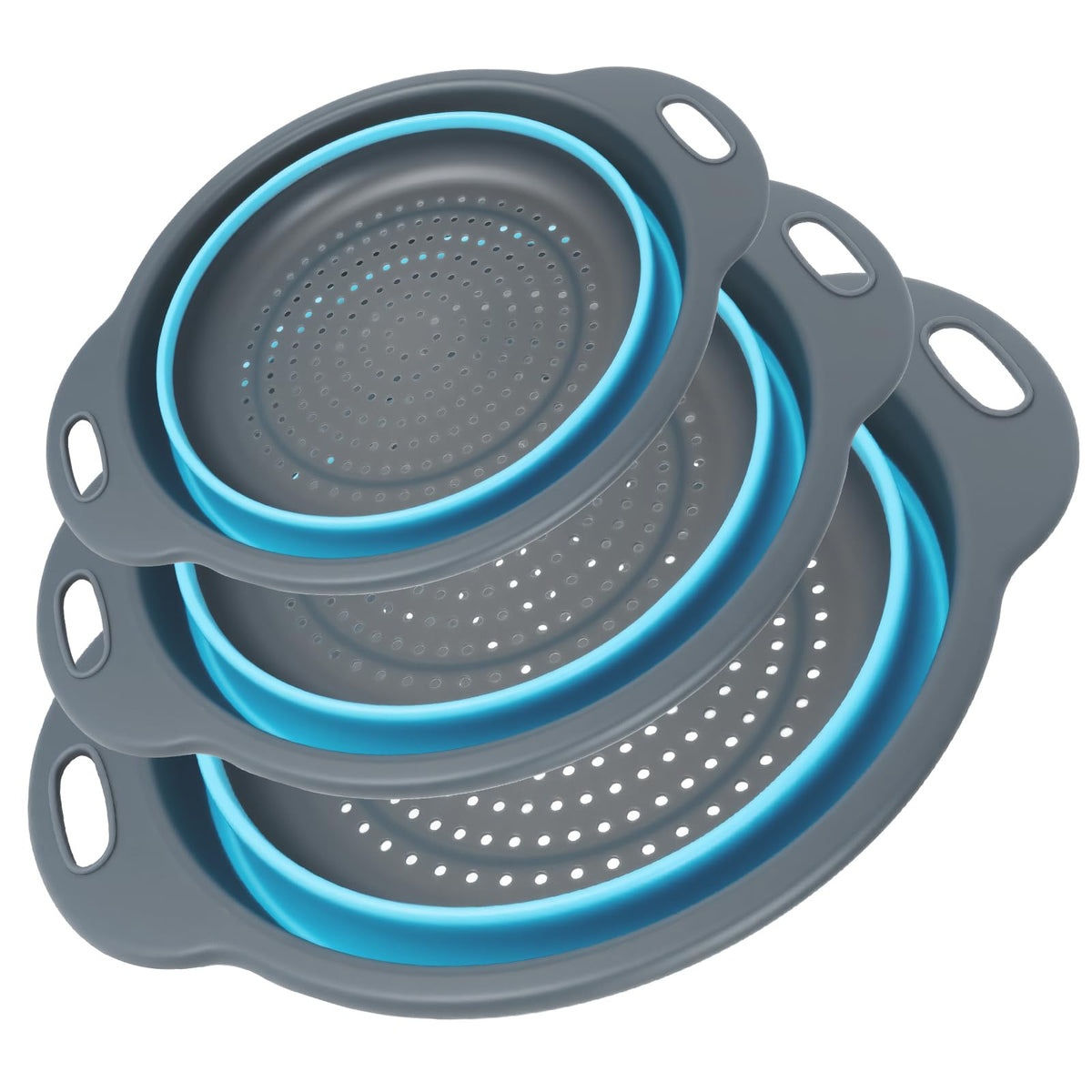 Cluren collapsible colander large 34cm in gray-white drains pasta efficiently