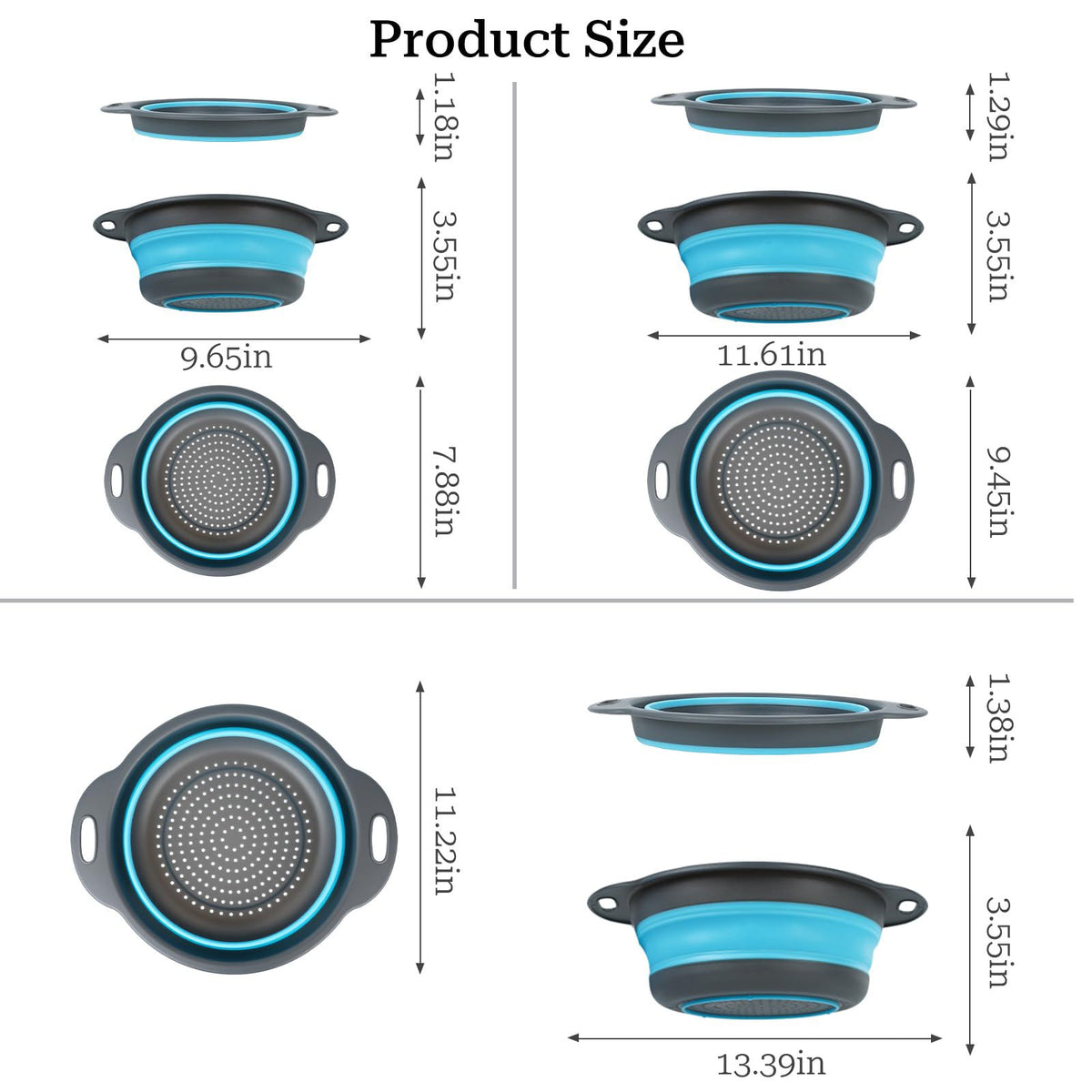 Cluren collapsible colander medium 29-5cm gray-red ideal for rinsing vegetables