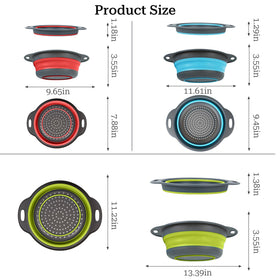 Cluren large colander in use draining pasta quickly.
