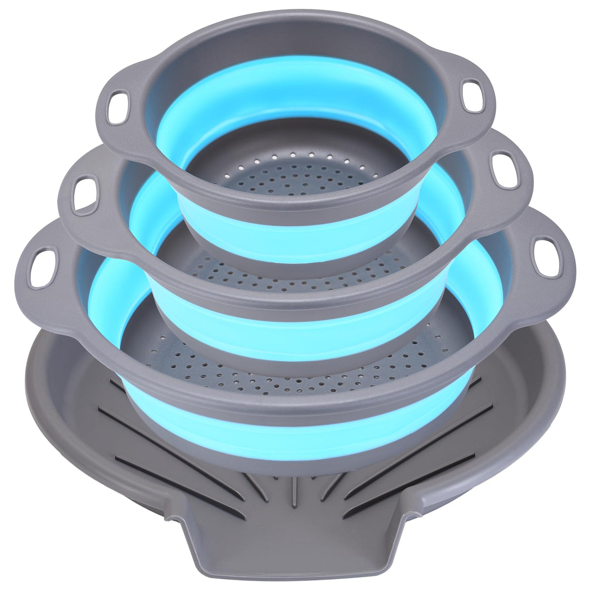 Cluren collapsible colander set with tray, space-saving in small kitchens.
