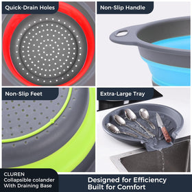 Cluren collapsible colander set folding-design showcases space-saving feature
