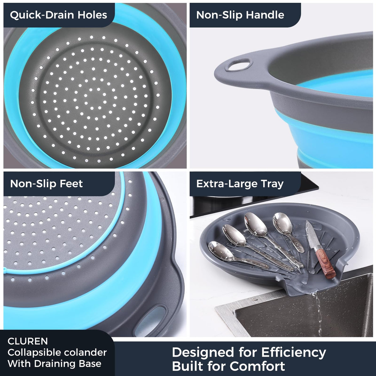 Cluren large draining tray doubles as a drying rack for veggies.