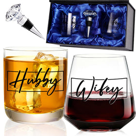 CLUSIVC Wifey Hubby glass set for elegant toasts and celebrations