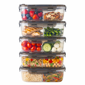 Clutterix compartmentalized container, lid closed, demonstrates a secure leakproof seal for portable meals.