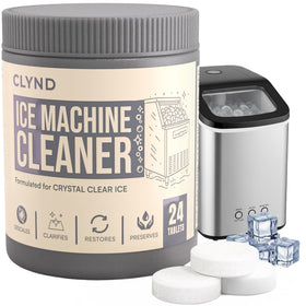 CLYND nickel-safe ice-cleaner tablets 24-pack on shelf, ready for descaling.