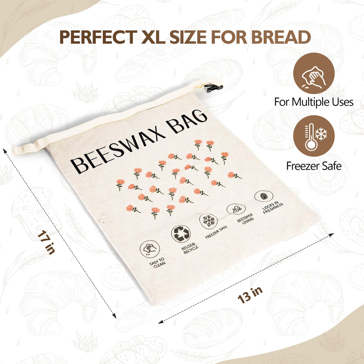 CMACAIV 3D beeswax bread bag elegant design enhances kitchen storage