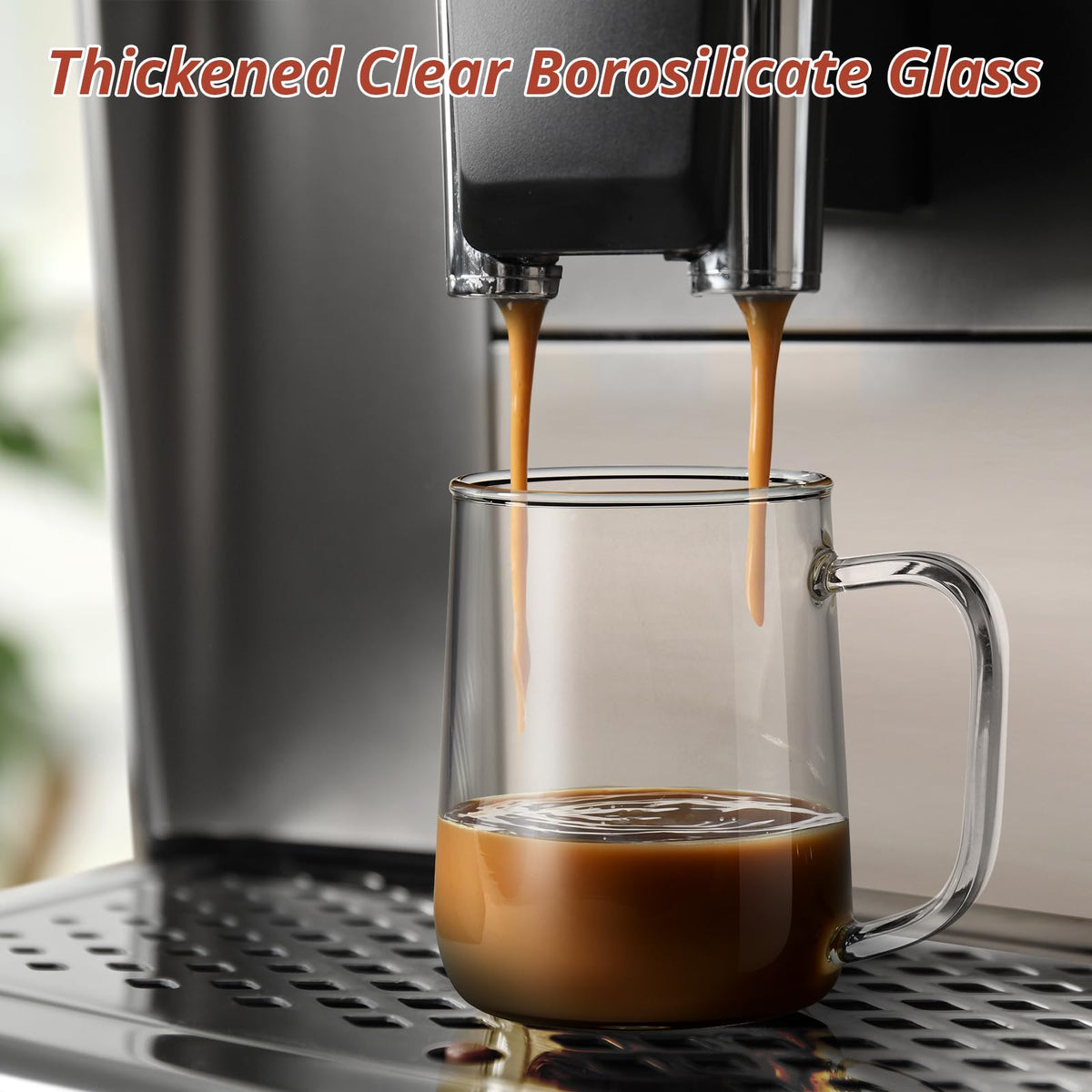 CMLKLZD borosilicate glass mug withstands heat and cold for versatile use.