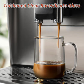 CMLKLZD borosilicate glass mug withstands heat and cold for versatile use.