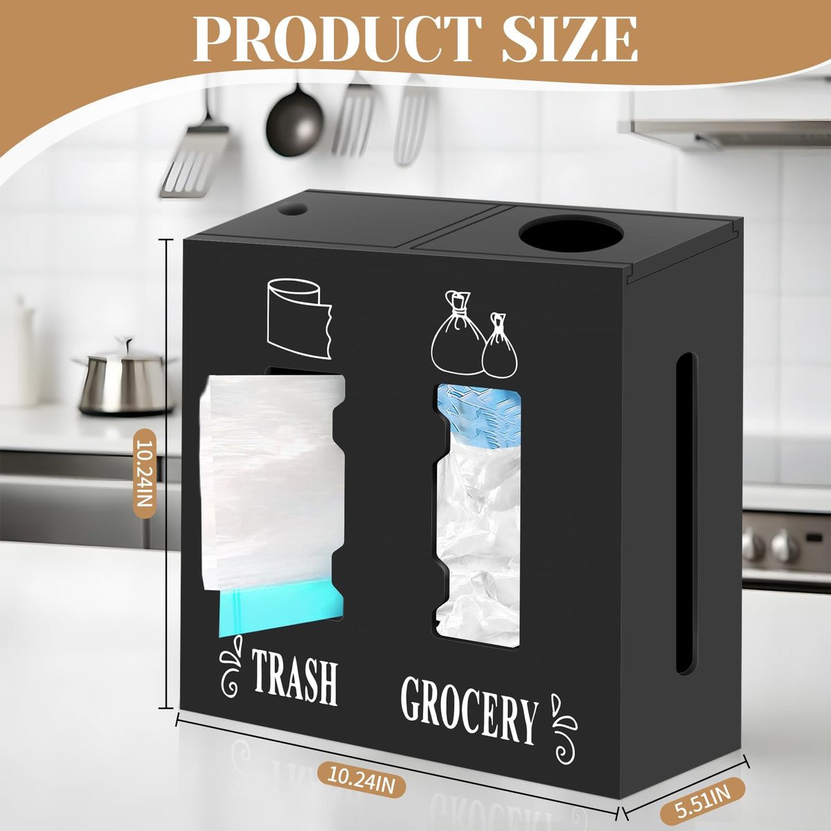 Labeled Trash and Grocery aid quick bag selection.