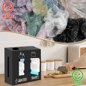 Large wooden trash bag holder with a durable finish for daily use.