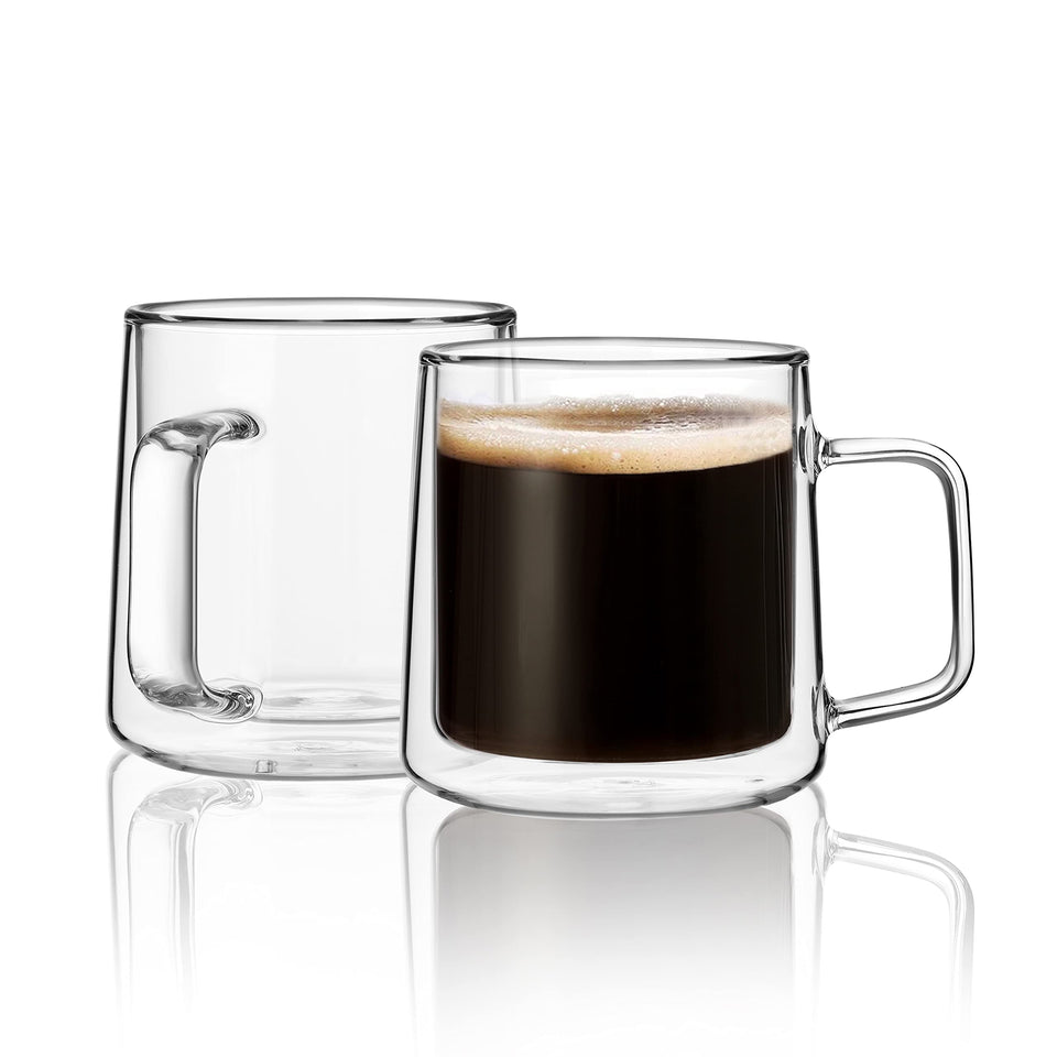 CNGLASS 10oz double-wall mug with handle keeps drinks hot and hands cool.
