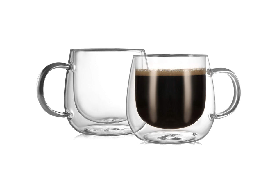 CNGLASS 12oz double-walled mug with handle keeps drinks hot without burning