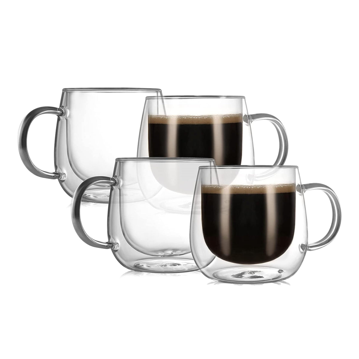 CNGLASS 12oz double-walled mug with handle keeps hot drinks safe to hold