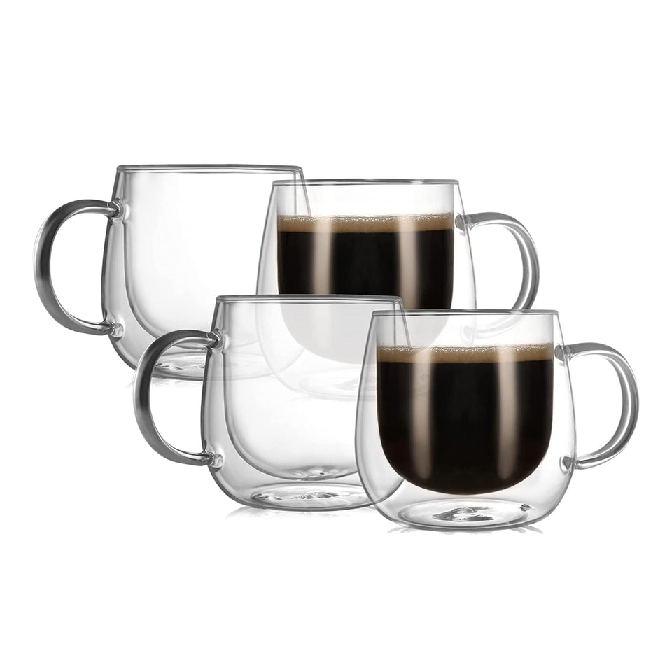 CNGLASS 12oz double-walled mug with handle keeps hot drinks safe to hold