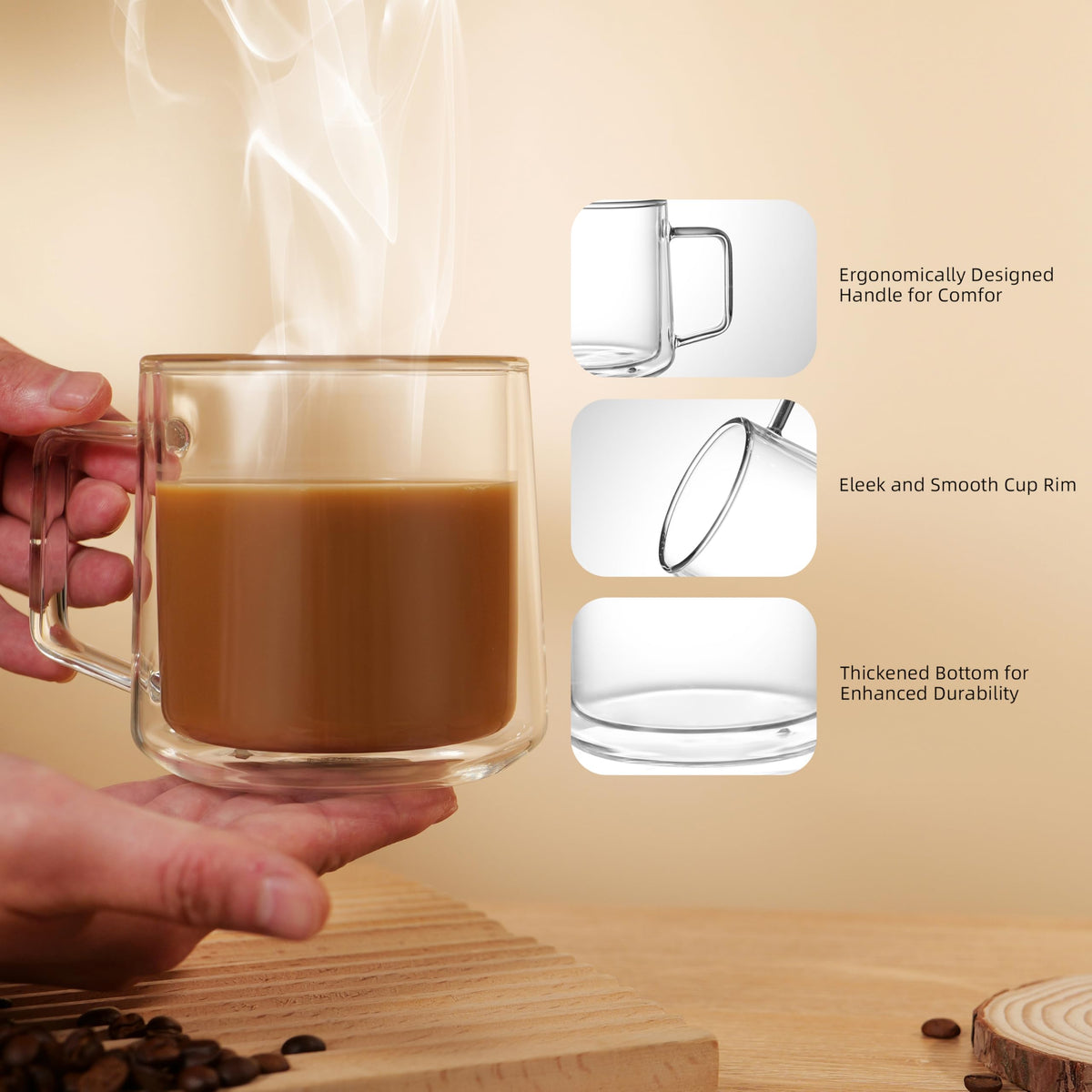 CNGLASS 15oz borosilicate glass close-up emphasizes elegance.